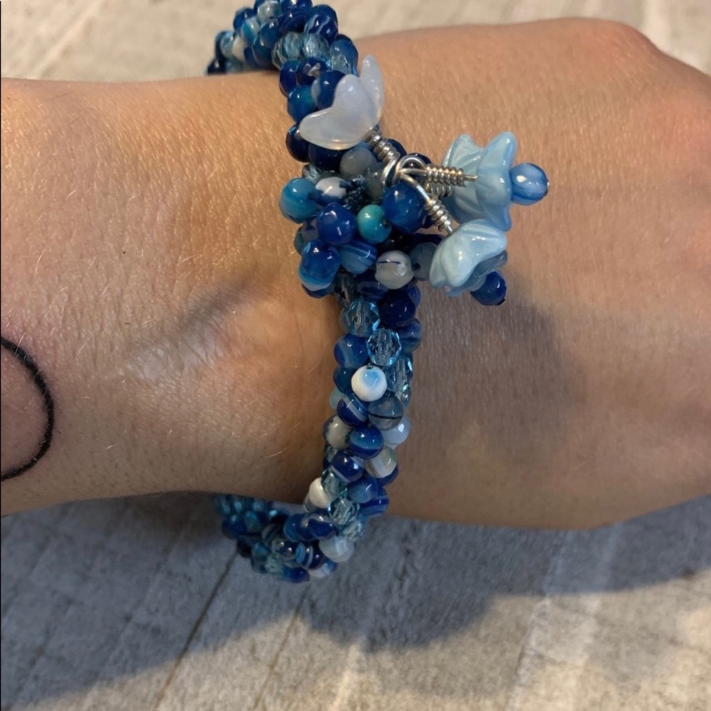 Sardonyx and crystal crocheted bracelet